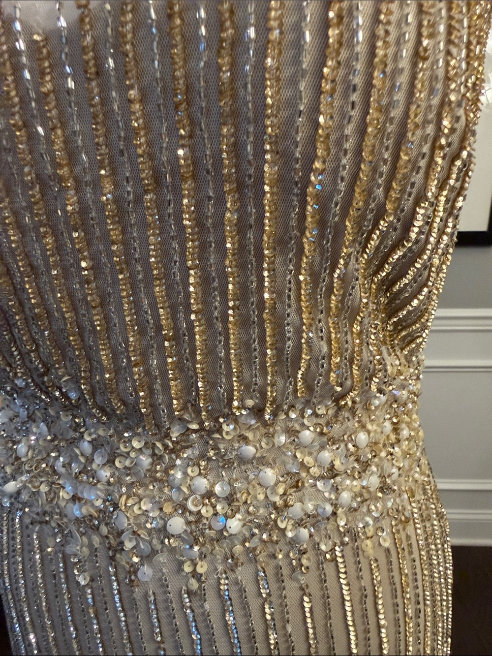 Aidan Mattox Gold Beaded Gown - Picture 6 of 16